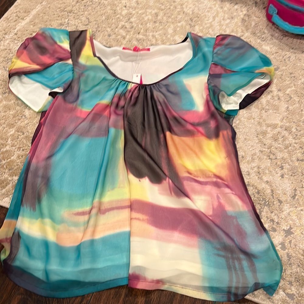 Walter‎ by Walter Baker tie dye size M short puff sleeve Blouse NWT